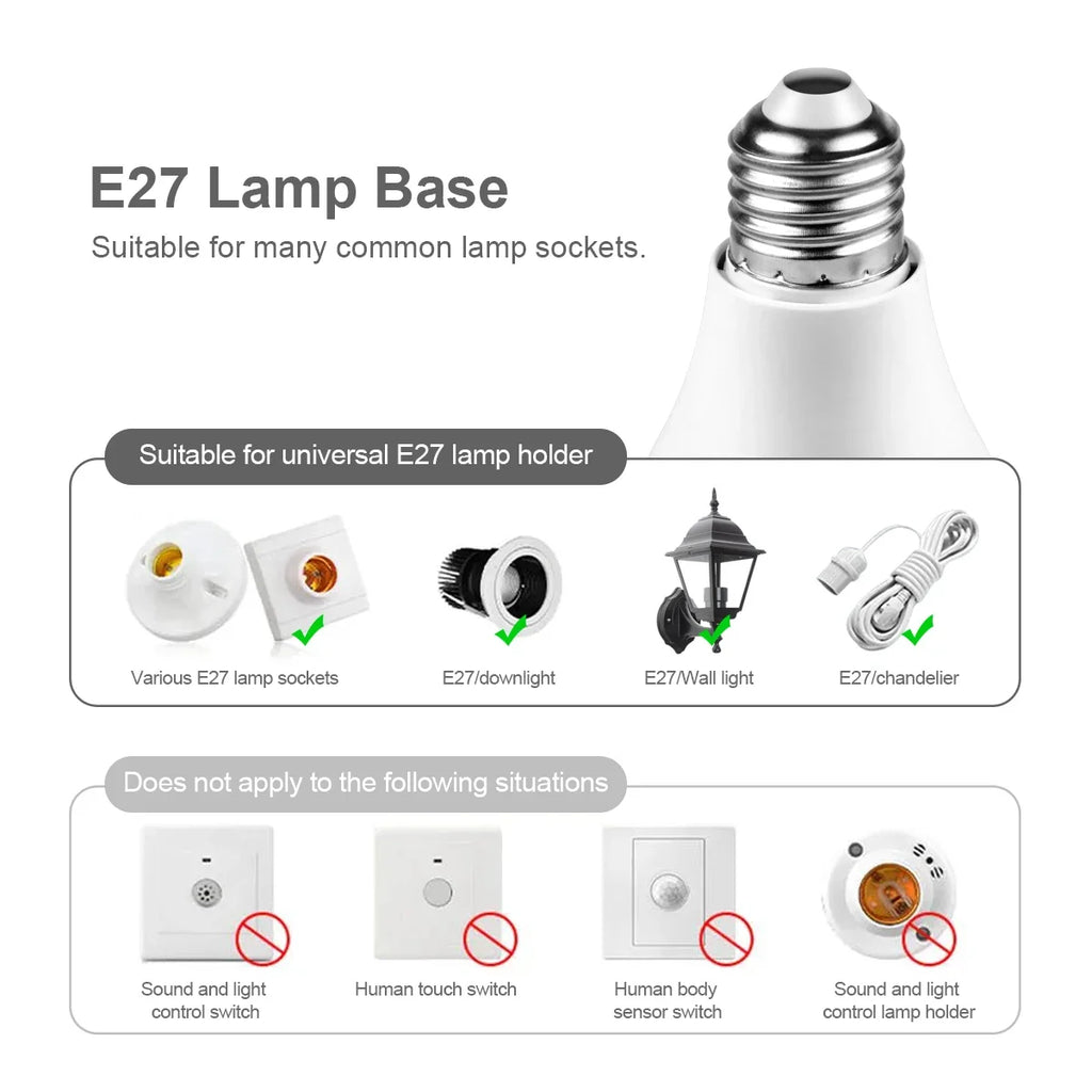 2-10Piece E27 Radar Induction LED Bulb 220V Radar Motion Activated Lamp Auto ON/OFF Built-in Radar/Light Sensors For Patio Stair Oasis Select