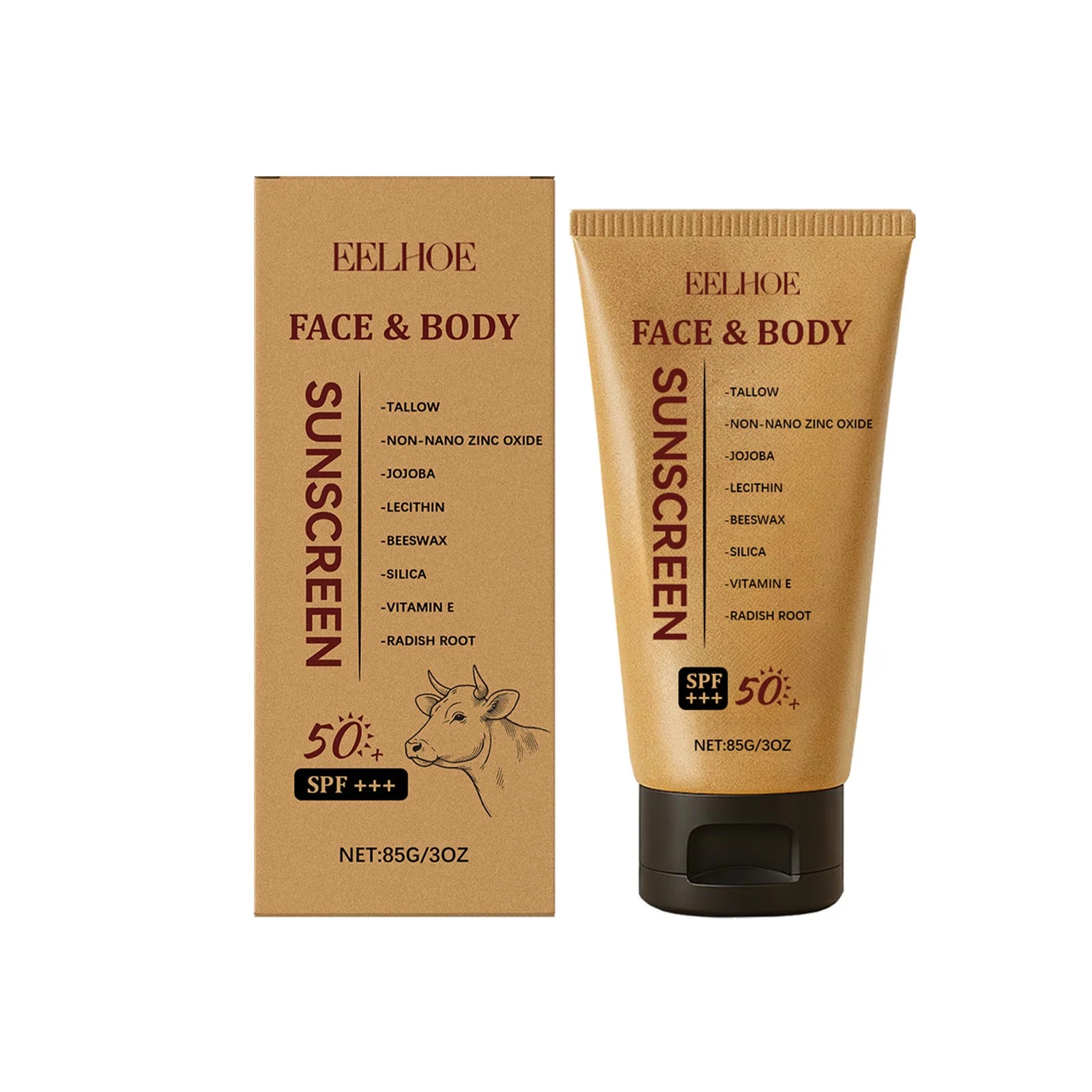 EELHOE Cow Fat Protective Cream Outdoor UV Protection Mild and Refreshing Texture Skin Barrier Moisturizing Isolation Cream Oasis Select 85G
