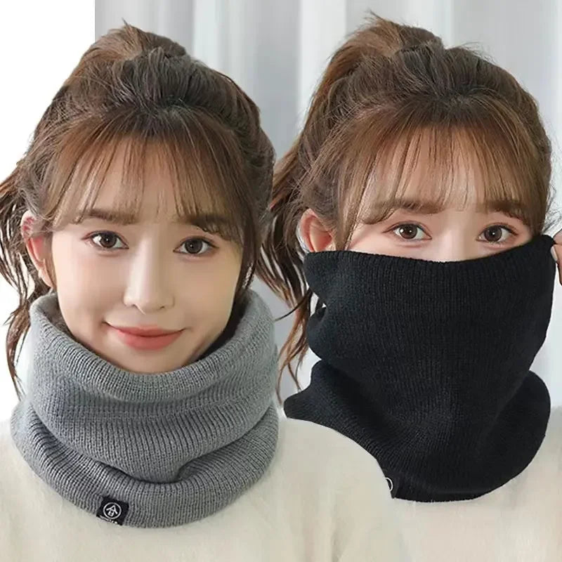 Knitted Solid Color Scarves Warm Thickened Neck Scarfs Ski Face Mask Tube Circle Scarf for Skiing Hiking C ycling Neck Warmer Oasis Select