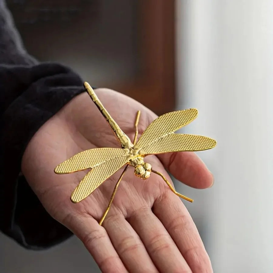 Retro Alloy Dragonfly Butterfly Small Ornaments Office Study Desktop Insect Pen Holder Decoration Home Decor Oasis Select