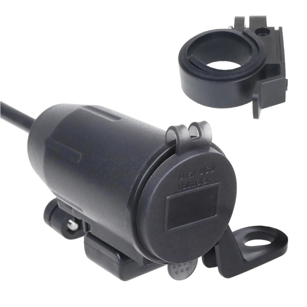 Dual QC 3.0 Waterproof Motorcycle USB Charger with Voltmeter
