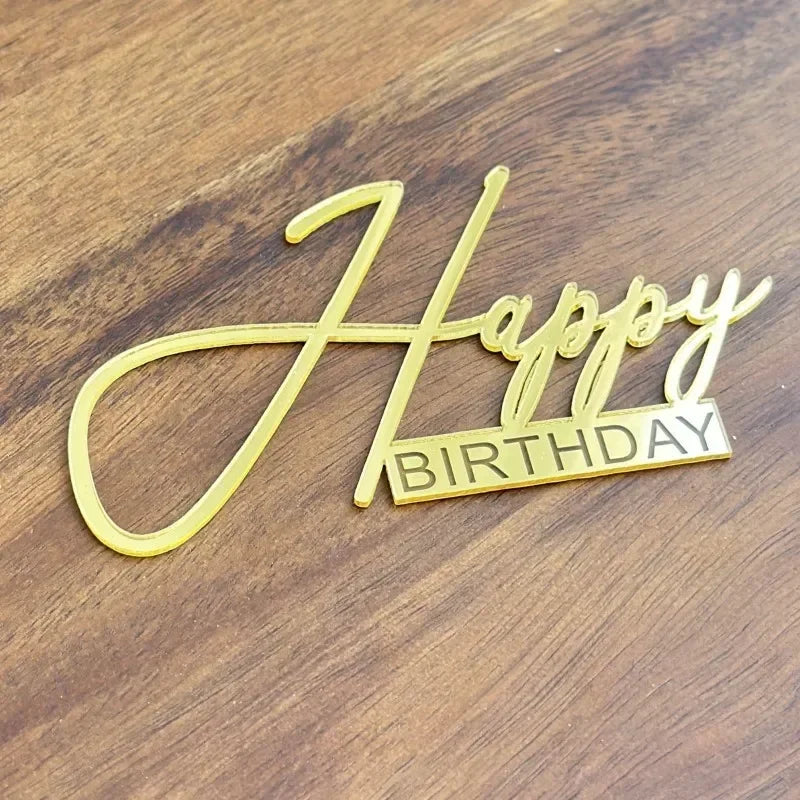 Acrylic Side Happy Birthday Cake Decoration Happy Anniversary Cake Topper Party Supplies Baking Decorating Accessories Oasis Select G
