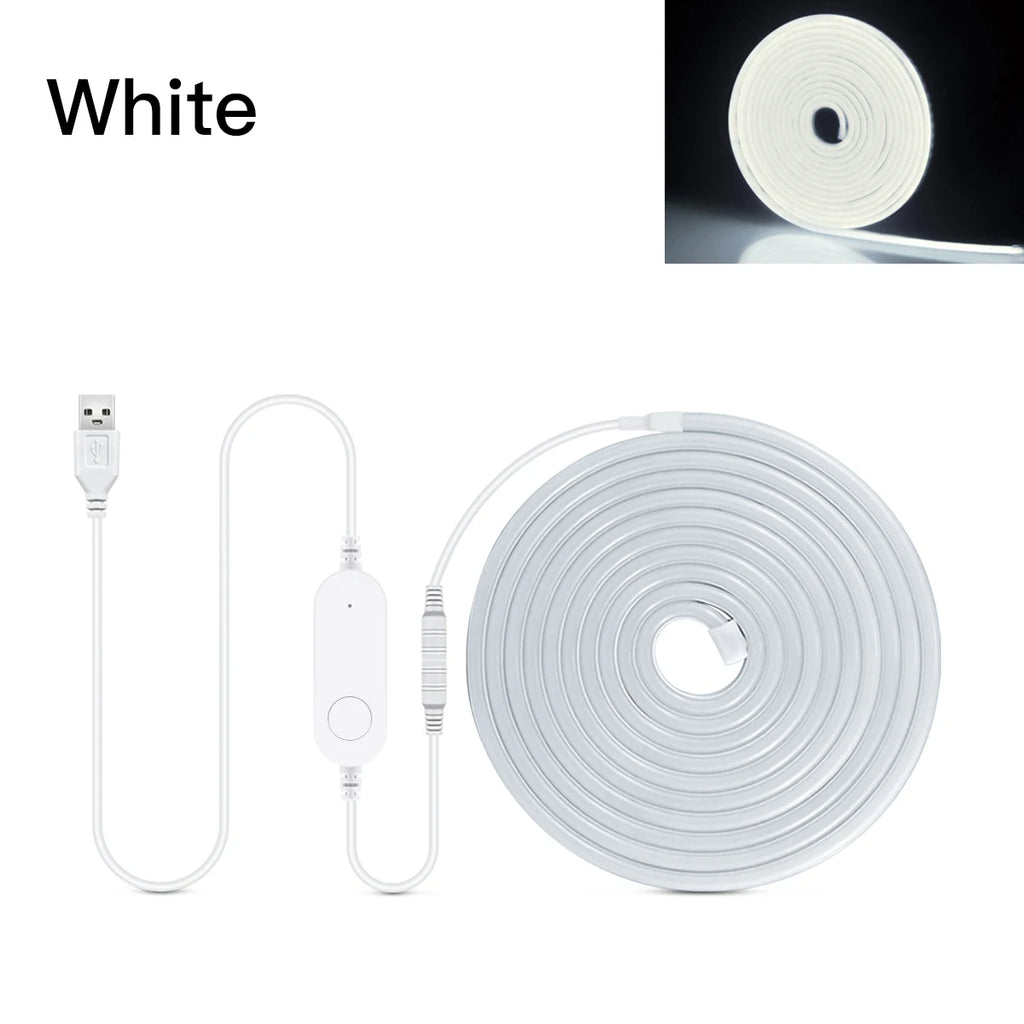 Tuya WiFi USB 5V Neon LED Strip Waterproof Dimmable Warm/White LED Strip Lights 1m/2m/3m for Alexa Google Home Assistant Oasis Select White USB DC5V 2m