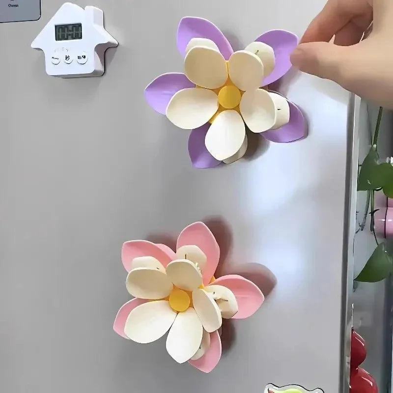 3D Lotus Shape Magnetic Snack Bag Sealer Clip Food Sealing Clip Fridge Magnet Kitchen Decorative Accessory Oasis Select