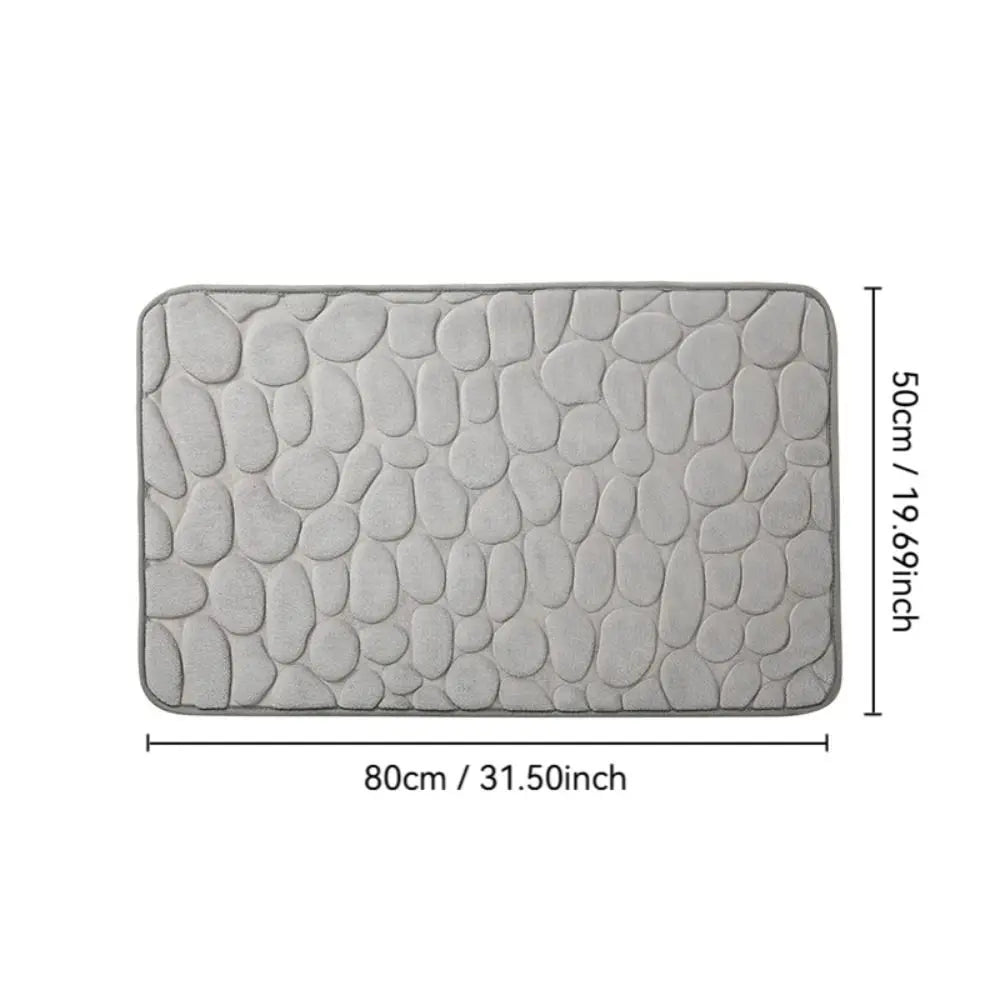 Practical Cobblestone Bath Mat Non-slip Absorbent Shower Doormat Thickened Soft Bathtub Floor Rug Oasis Select