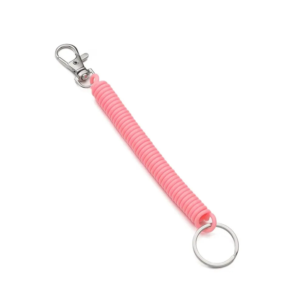 1/3pcs Elastic Wristband Spring Lanyard Key Cord Clasp Spiral Stretch Keychain Security Gear Elastic Ropes Spring Rope Key Ring Oasis Select 1pcs Pink