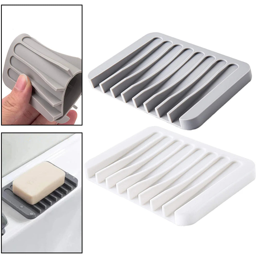 1/2pcs Silicone Self Draining Soap Dishes Kitchen Sink Soap Dish Sponge Tray Soap Holder Countertop Soap Dispenser Oasis Select