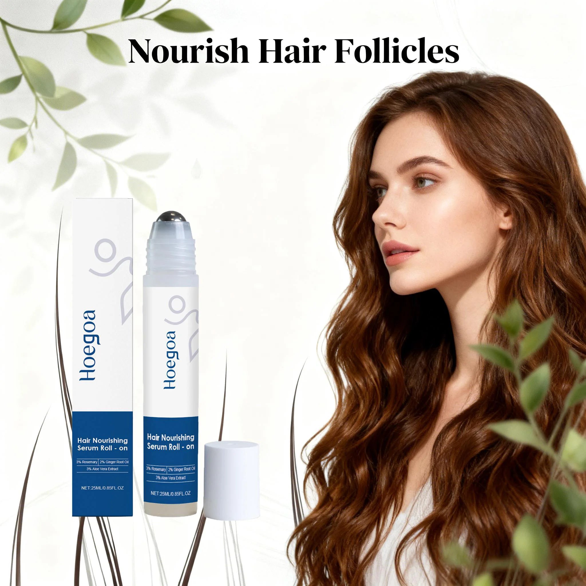 Rosemary Hair Nourishing Serum Roll-On Increase Hair Density Activate Hair Follicles Improve Scalp Health Hair Essence Care Oasis Select