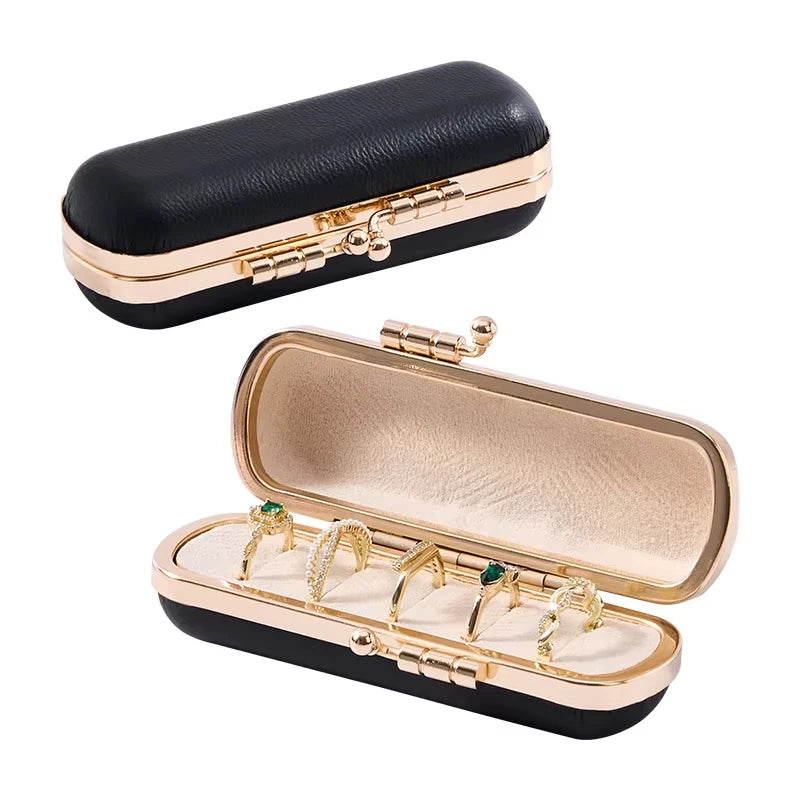 Mini PU Leather Ring Box | 5-Slot Travel Jewelry Organizer