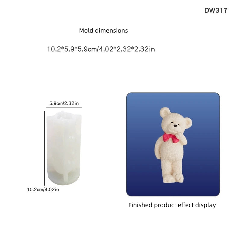 Valentine's Day Gift 3D Teddy Bear Couple Silicone Candle Mold Hugging Bear Couple Shape Epoxy Resin Mold Soap Making Tool Decor Oasis Select DW317