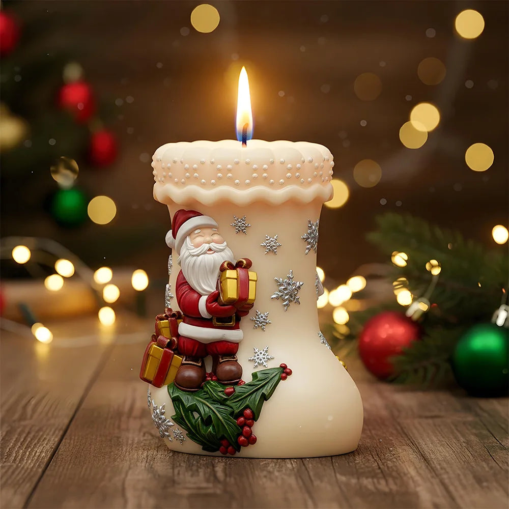 Holiday Stocking Silicone Mould Adorable Santa Claus Candle Mold Christmas Gift Mold Easy To Demold For Scented Ornament Making Oasis Select