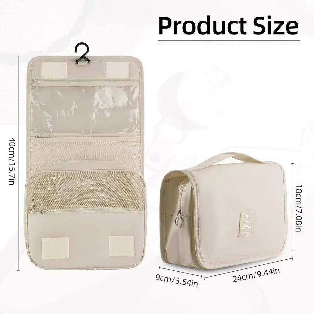 Travel Makeup Bags Waterproof Folding Dry and Wet Separation Toiletry Bag Cosmetic Storage Bag Large Capacity Cosmetic Bag Oasis Select Beige