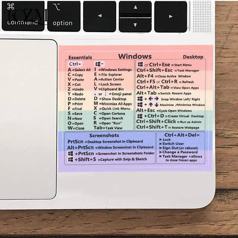 Windows Keyboard Shortcut Sticker – Rainbow PC Cheat Sheet