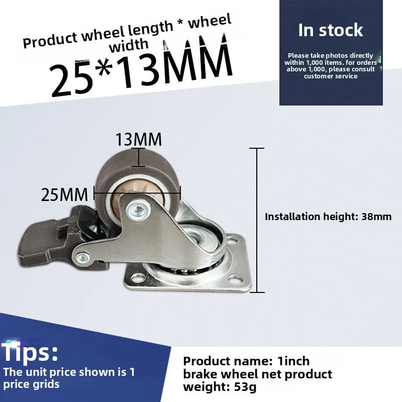 4pcs 1 1.25 1.5 2 Inch Furniture Caster Soft Rubber Universal Wheel Swivel Caster Roller Wheel For Platform Trolley Accessories Oasis Select 1 inch C