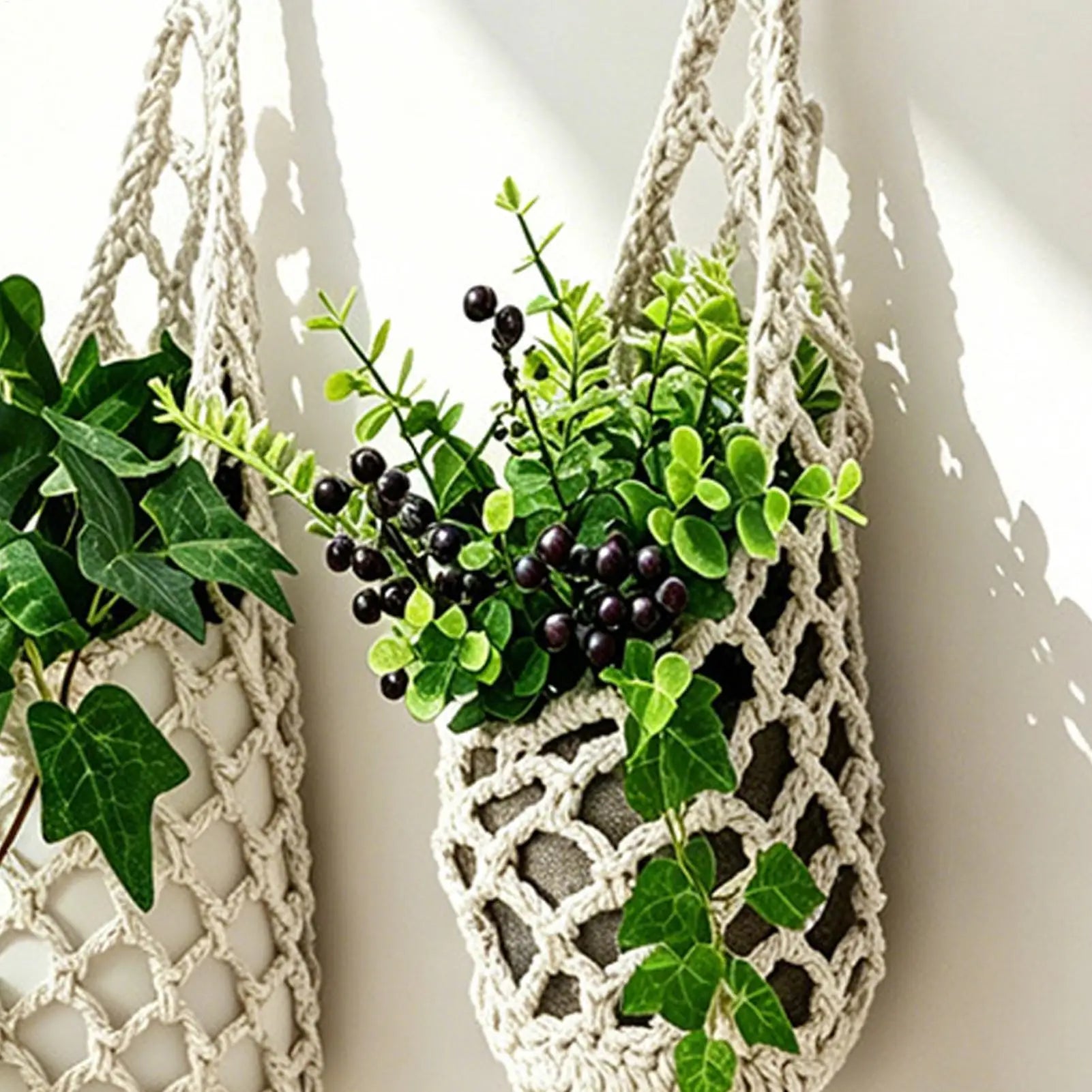 1PC Macrame Plant Hanger Handmade Breathable Storage Net Woven Plant Basket For Living Room Dorm Farmhouse Indoor Outdoor Garden Oasis Select