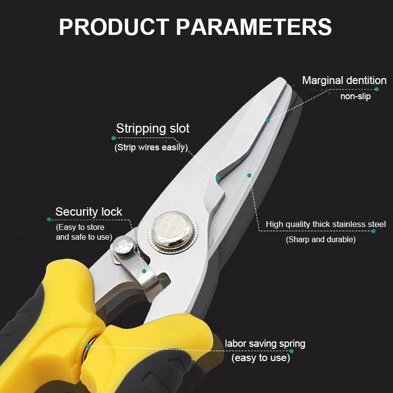 SLADE Stainless Steel Electrician Scissors – Multifunctional Electrician Scissors Oasis Select