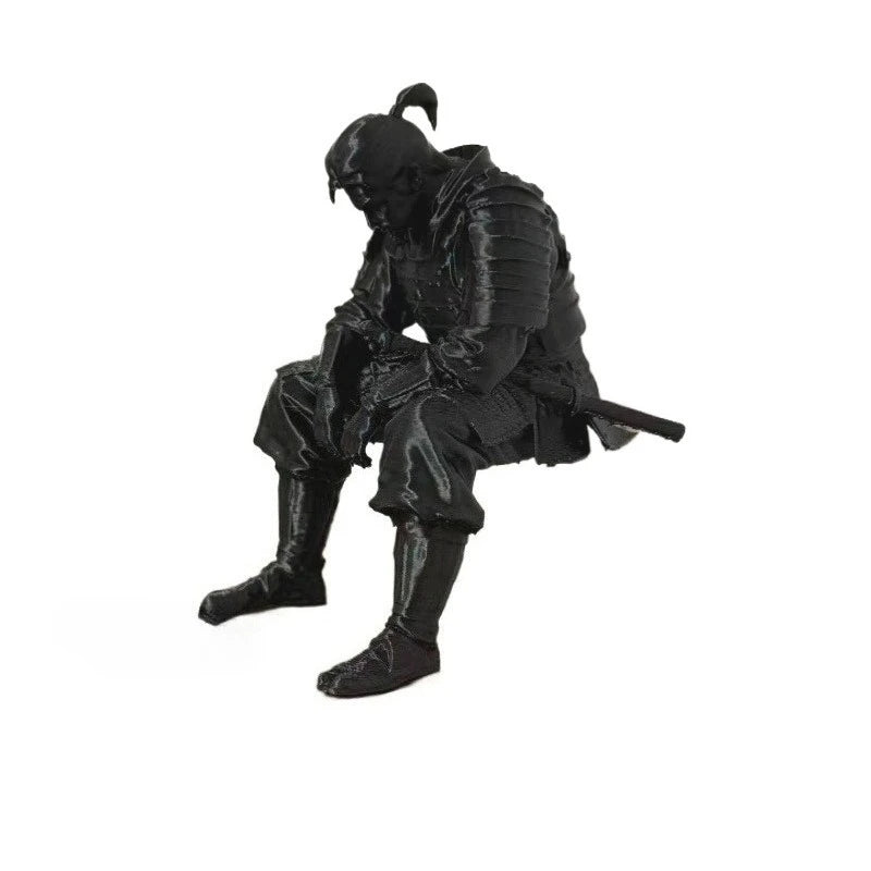 Japanese Samurai Figurine Miniature Ornaments Decor Sitting Warrior Figurine for Desks Bookshelves DIY Painting Zen Bushido Gift Oasis Select samurai black 10x7.4x6.8cm