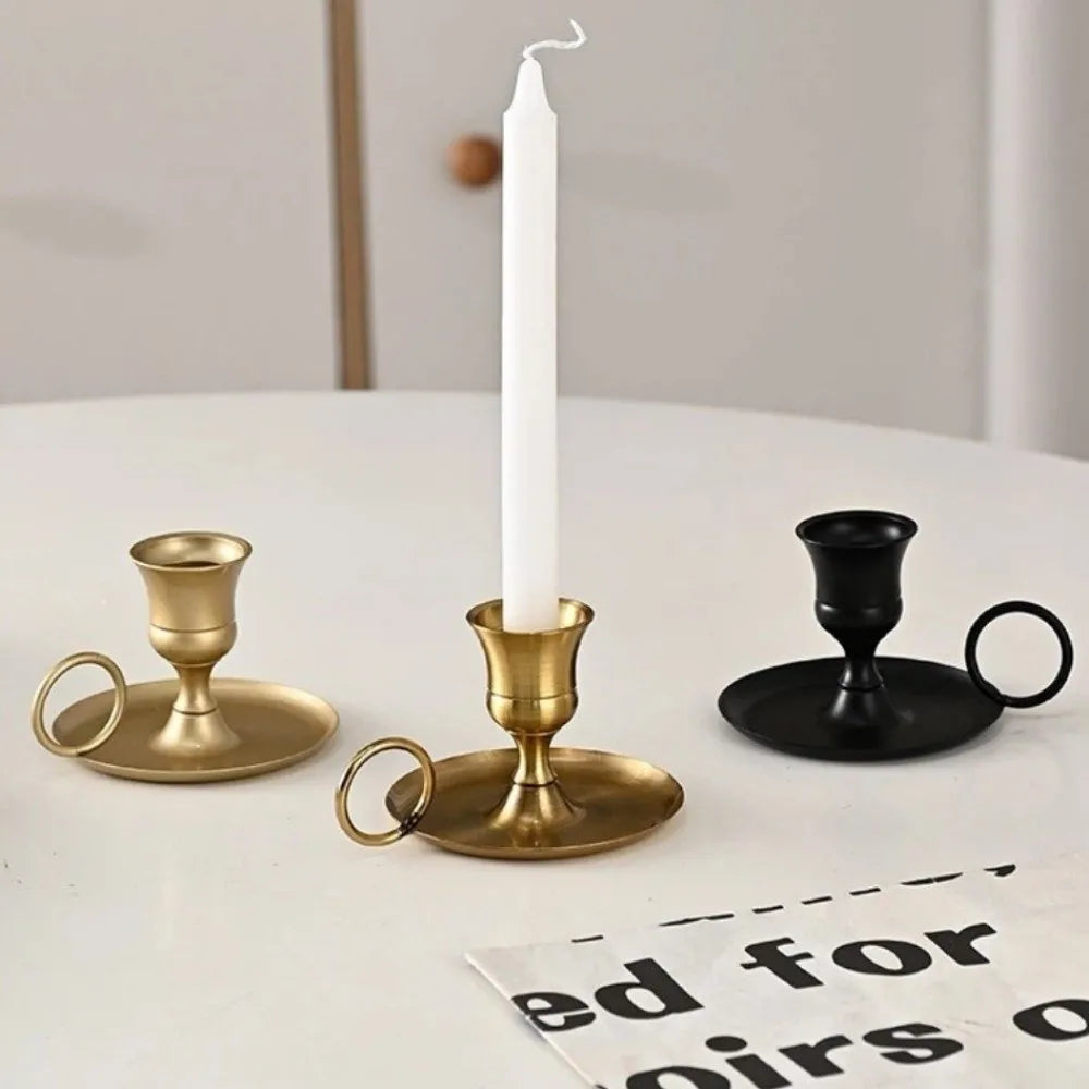 Retro Metal Candle Holder European Style with Handle | Centerpiece