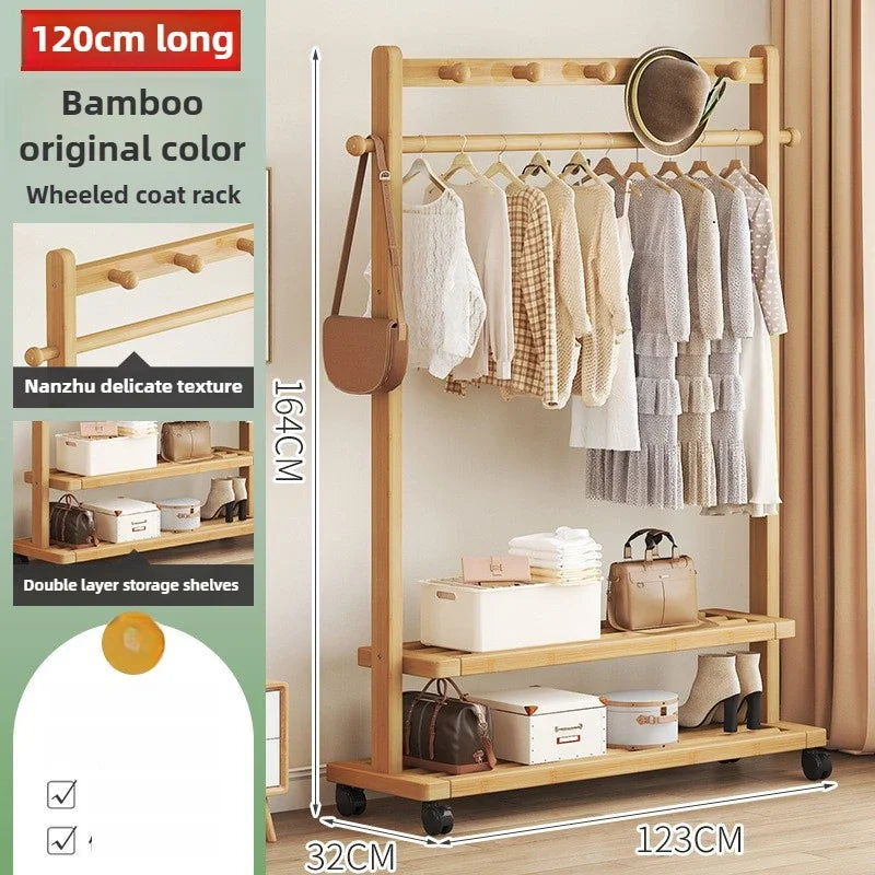 Multi-functional Hanging hanger Floor-to-ceiling bedroom coat rack Movable drying rack coat rack Oasis Select Primary color A