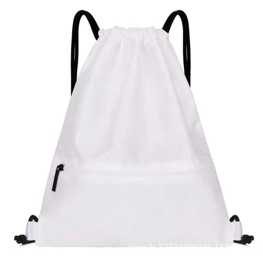 Large Drawstring Backpack – Lightweight Nylon Gym & Sports Bag Drawstring Sports Backpack Oasis Select White