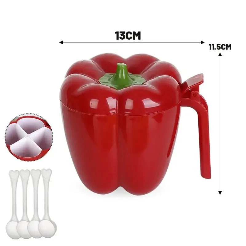 4 In 1 Plastic Creative Seasoning Jar Container With Spoon Chili Shape Barbecue Condiment Spice Rack Home Kitchen Acceesories Oasis Select 1set green