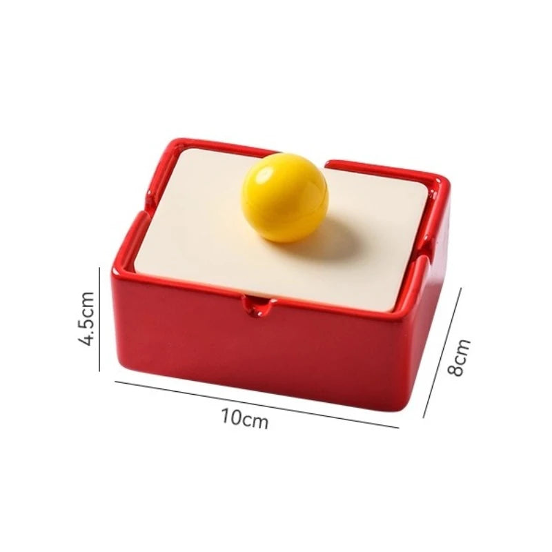 1PC Dopamine Ceramic Creative Ashtray with Lid Anti Ash Home Living Room Tea Table Ornament High Grade Feeling Oasis Select