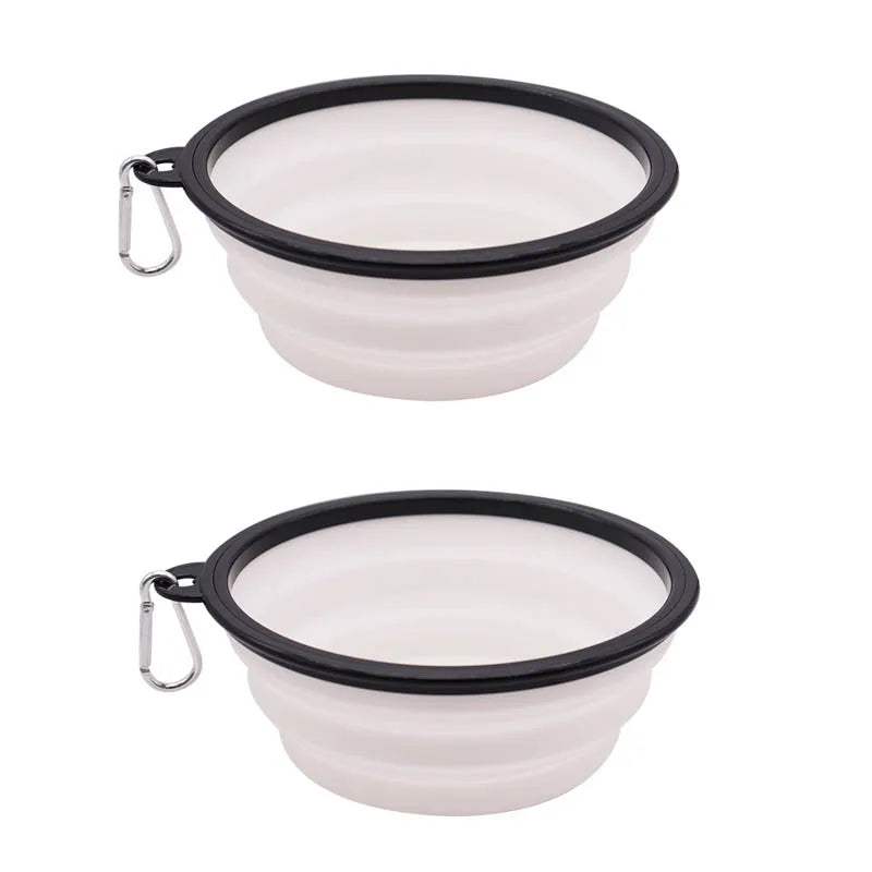 Portable Dog Bowl with Telescopic and Folding Design Suitable for Pets Including Food and Water Suitable for Outdoor Use Oasis Select white-2pcs