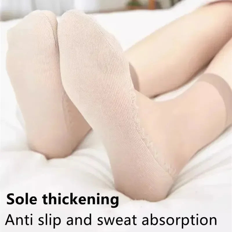 10/20pairs womens anti-slip cotton socks, sweat absorbing anti-slip cotton bottom stretch socks Oasis Select