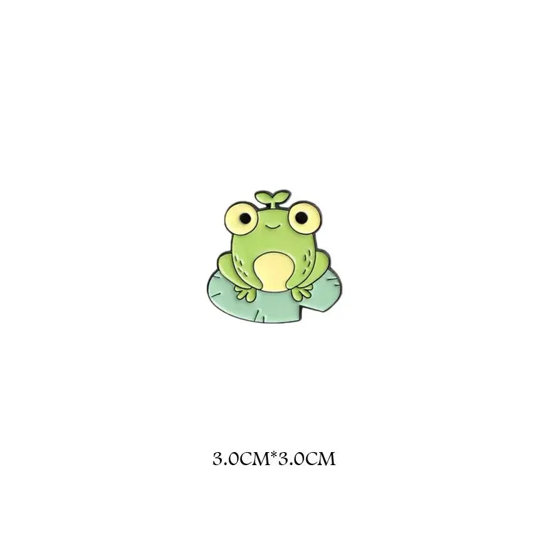 Funny Frog Zinc Alloy Brooch – Cartoon Animal Badge Pin Novelty Brooch Pin Oasis Select Frog squatting