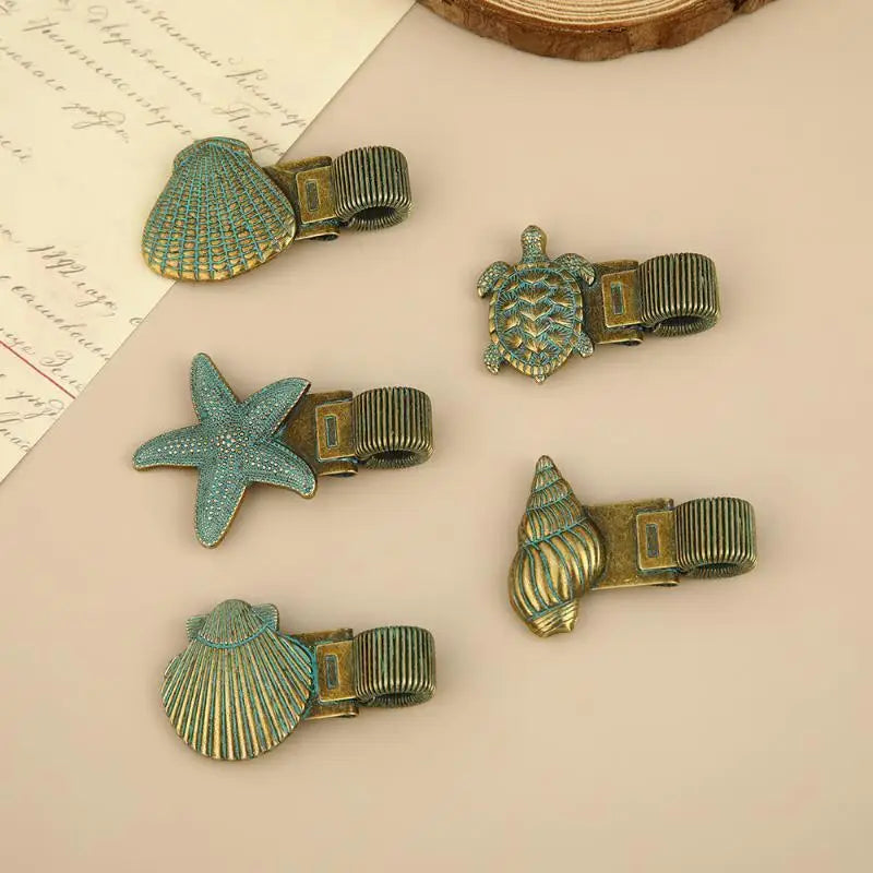 Retro Sea Turtle Metal Pen Clip Spring Loaded Durable Pen Holder for Notebook Diary Hiking Travel Journal Accessory Oasis Select