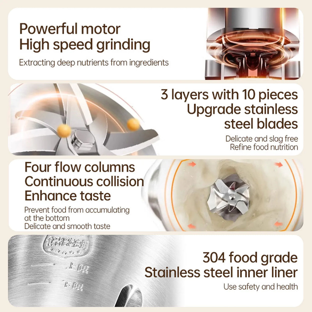Soy Milk Maker 8-in-1 Programmable Blender with Digital Display 12 Stainless Steel Blades Auto Cleaning 8H Keep Warm Function Oasis Select