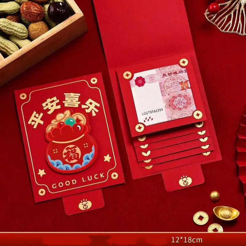 2026 New Year's Red Envelope Best Good Luck In Year Of The Horse Creative Durable Pulling Red Envelopes 6/10 Slots 1Pcs Oasis Select A5
