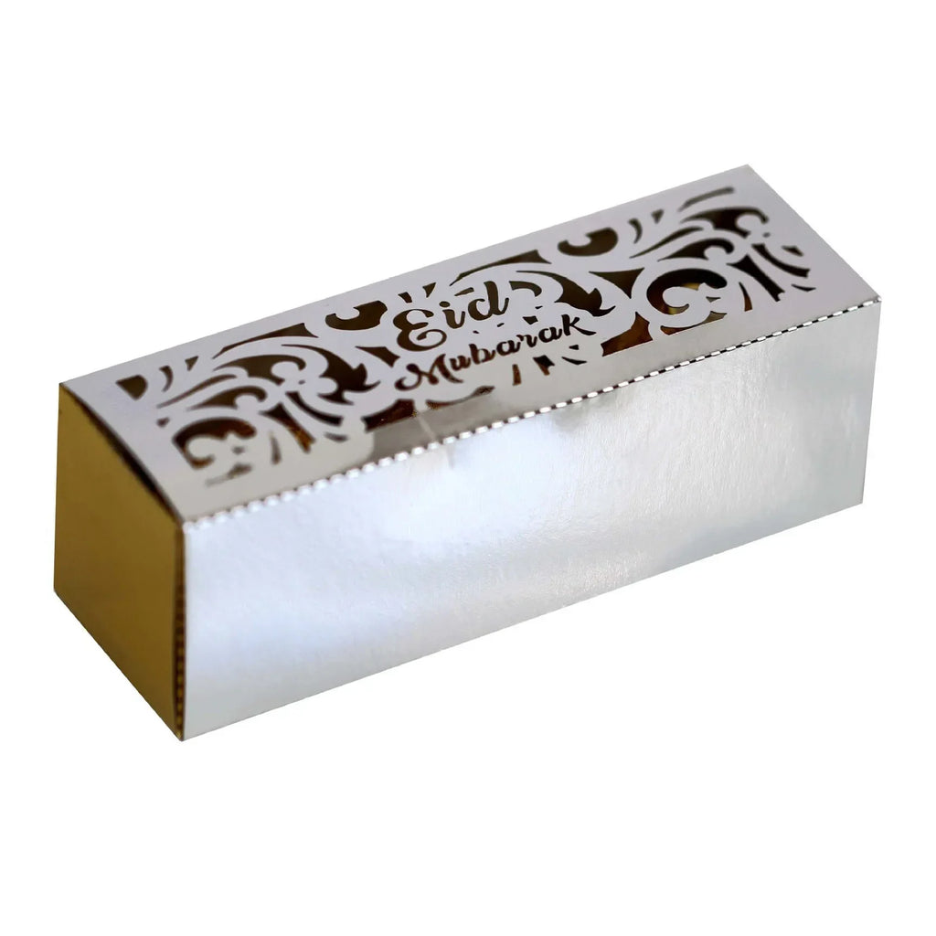 10Pcs EID Mubarak Candy Box Ramadan Kareem Candy Cookie Packing Box Muslim Islamic Festival Party Decoration Supplies Oasis Select Reflective Silver 10pcs 12x4x4cm