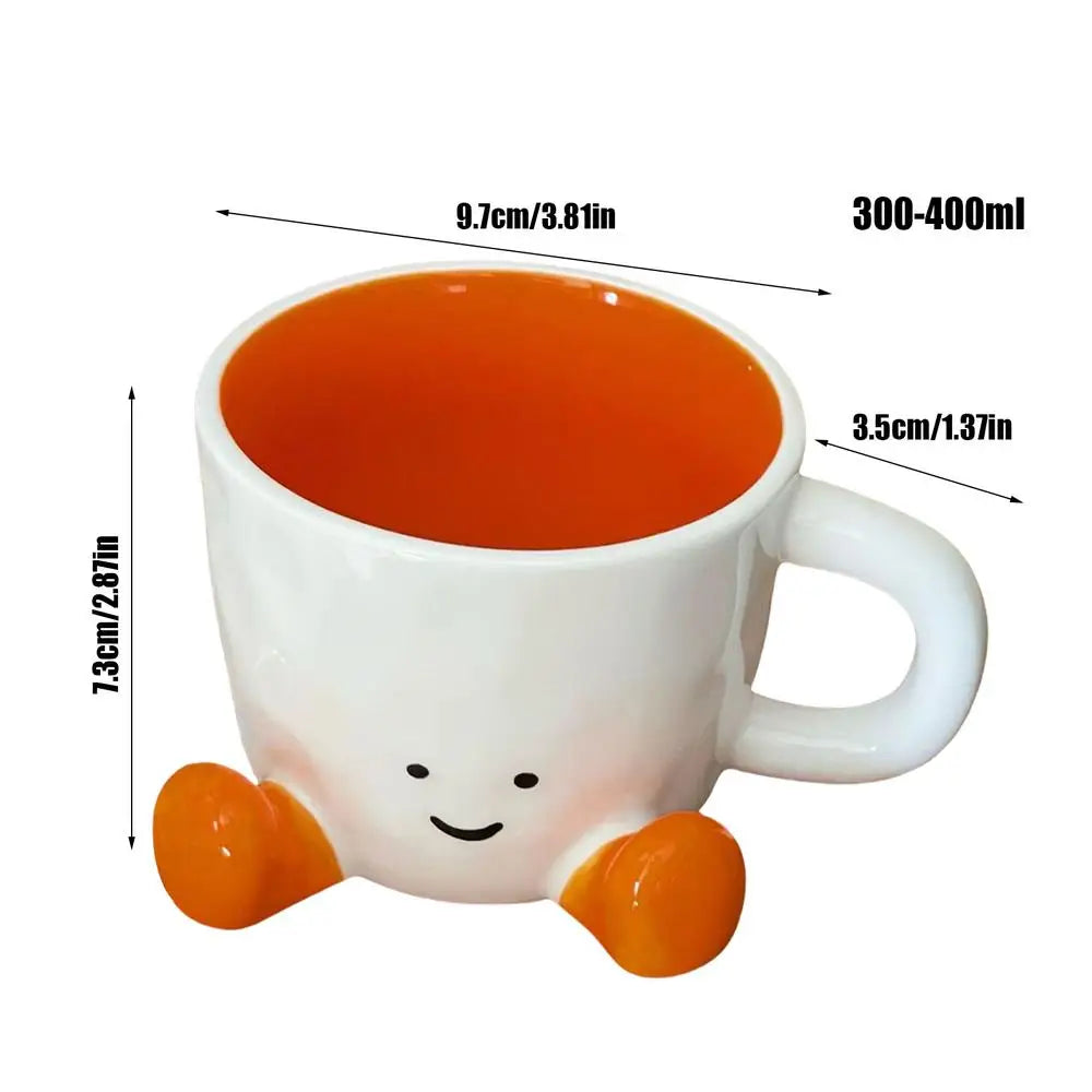 Ceramic Coffee Cup Water Cup with Feet Cute Decorative Coffee Beverage Mug for Photographers Men Women Kids Birthday Christmas Oasis Select Orange 400ml