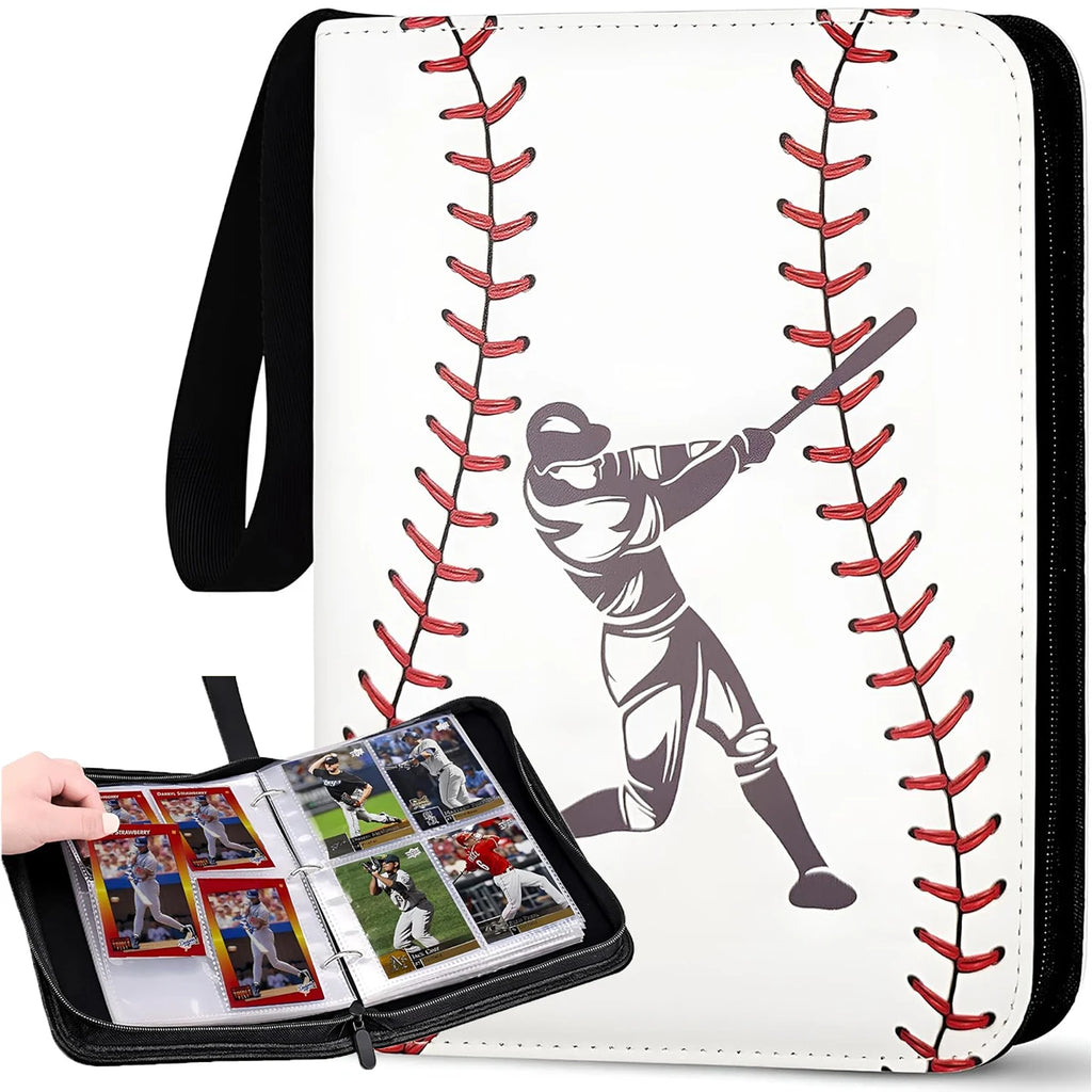 Trading Card Binder 400 Pockets 50 Pages Zipper 3 Ring Sports Album Baseball Card Storage Holder Compact Collector Case Oasis Select