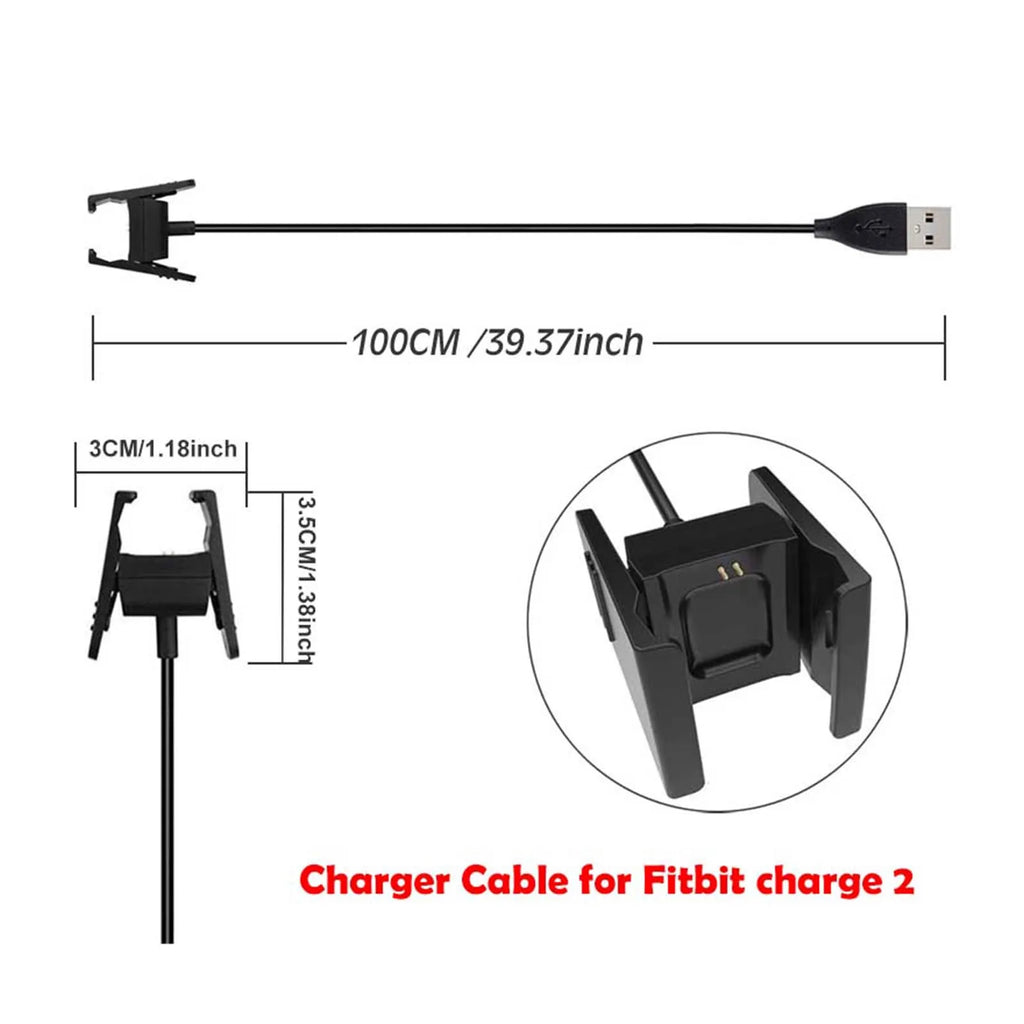 Compatible with Fitbit Charge 2 Charger, Replacement USB Charging Cable Cord Charger Cradle Dock Adapter for Fitbit Charge 2 Oasis Select