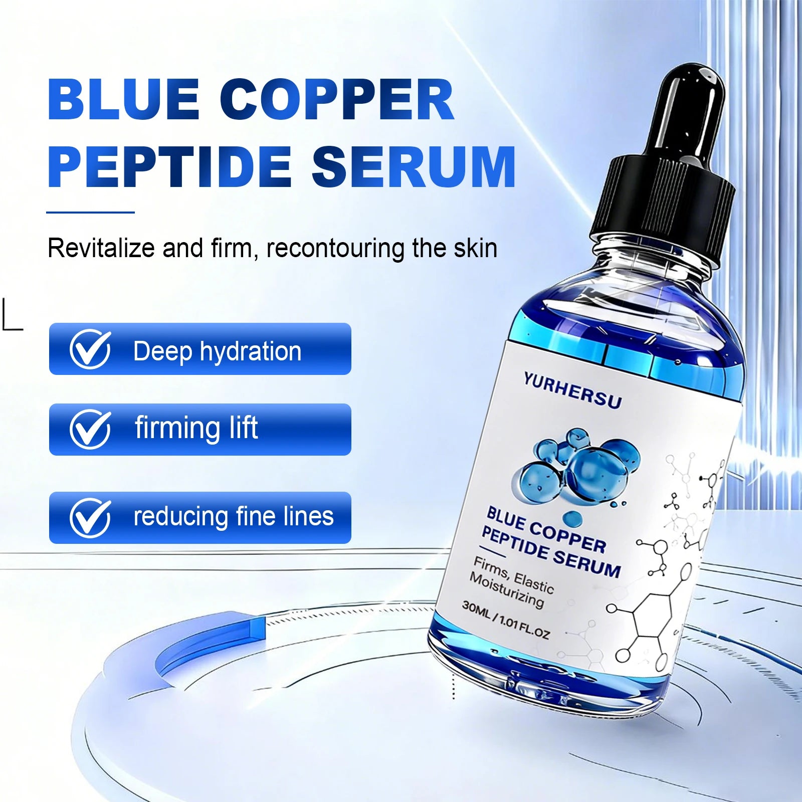 Blue Copper Peptide GHK-Cu Facial Serum – Firming & Moisturizing Copper Peptide Serum Oasis Select