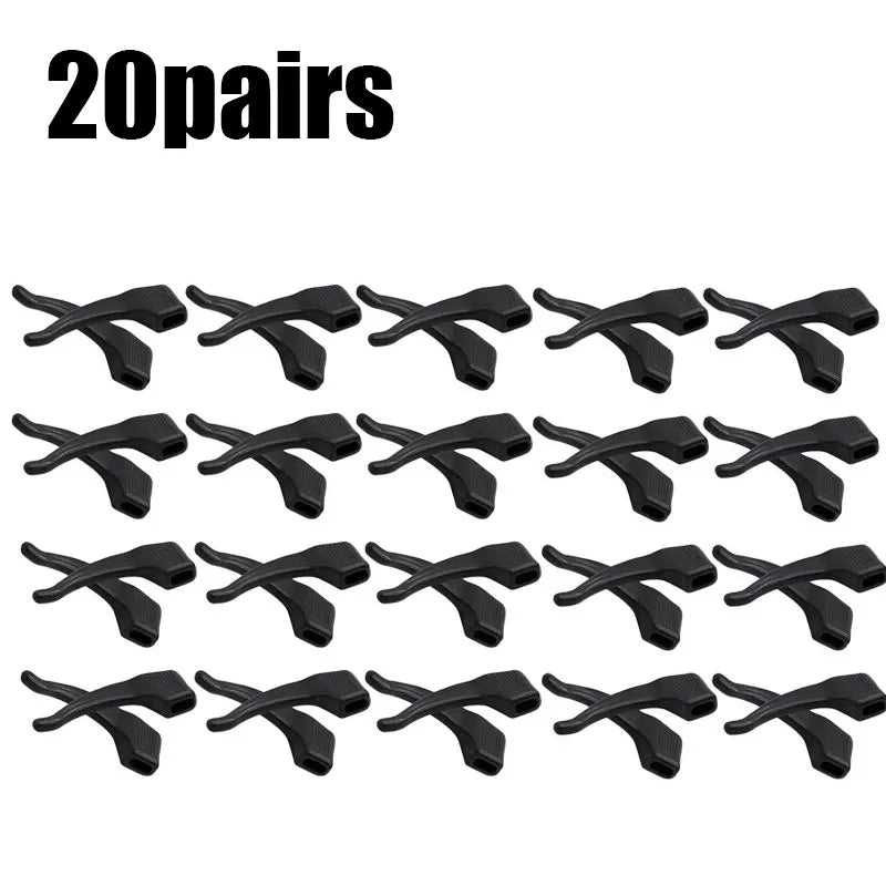 10/30Pairs Glasses Anti Slip Silicone Ear Hook Long-Lasting Eyeglasses Ear Holder Spectacles Bracket Elastic Sunglasses Eartips Oasis Select 20pairs black