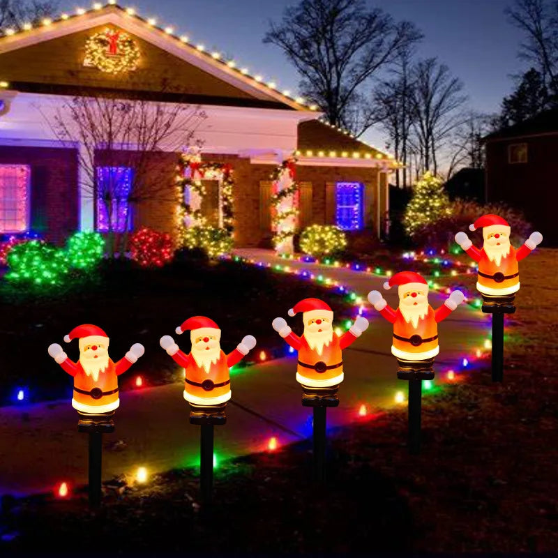 Solar-powered Santa Claus Ground Plug Light, LED Waterproof Garden Outdoor Lawn Light, Holiday Decorative Light Oasis Select