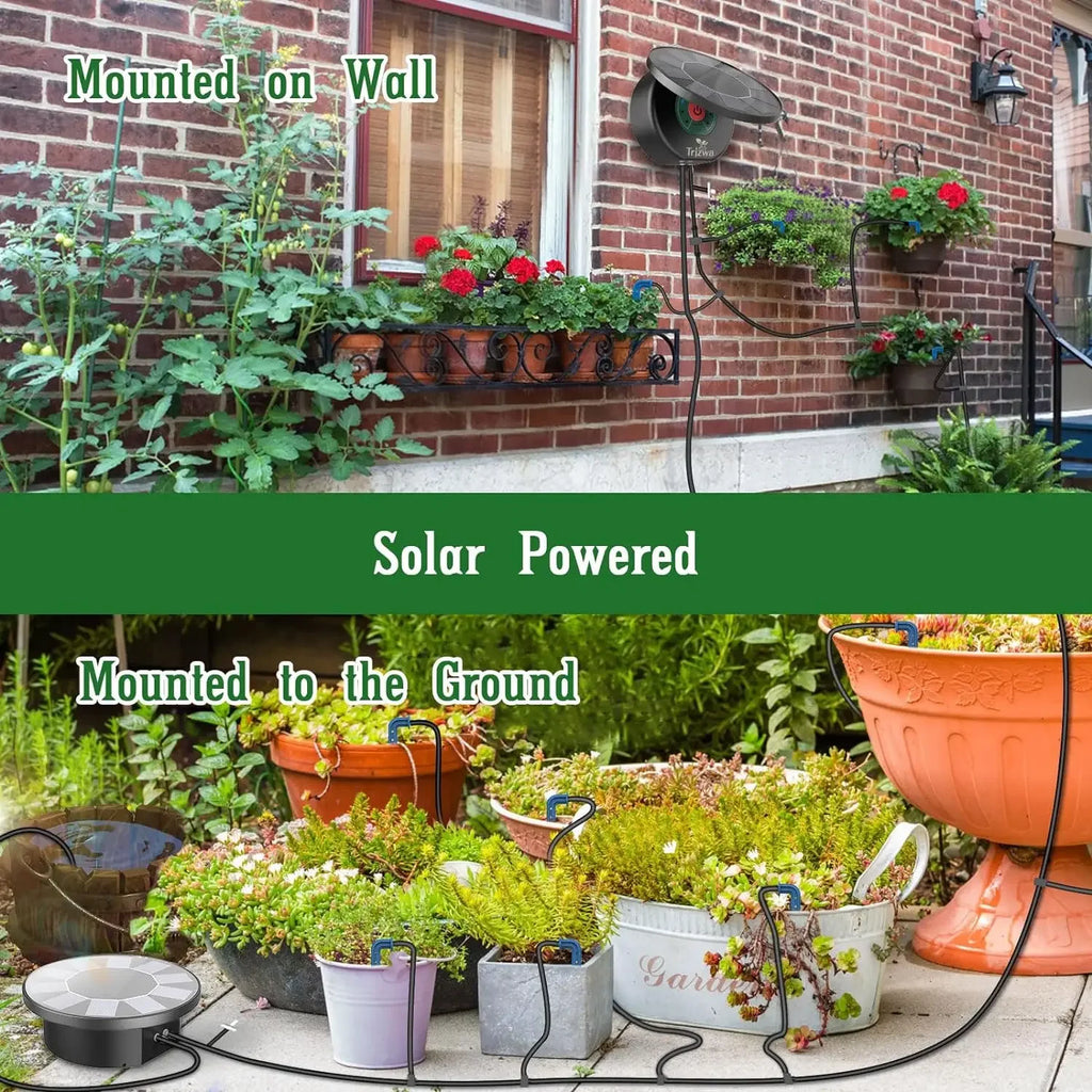 Solar Automatic Drip Irrigation System Kit for Garden Outdoor/Indoor DIY Gardening Water, Plant Watering System with Anti-Siphon Oasis Select
