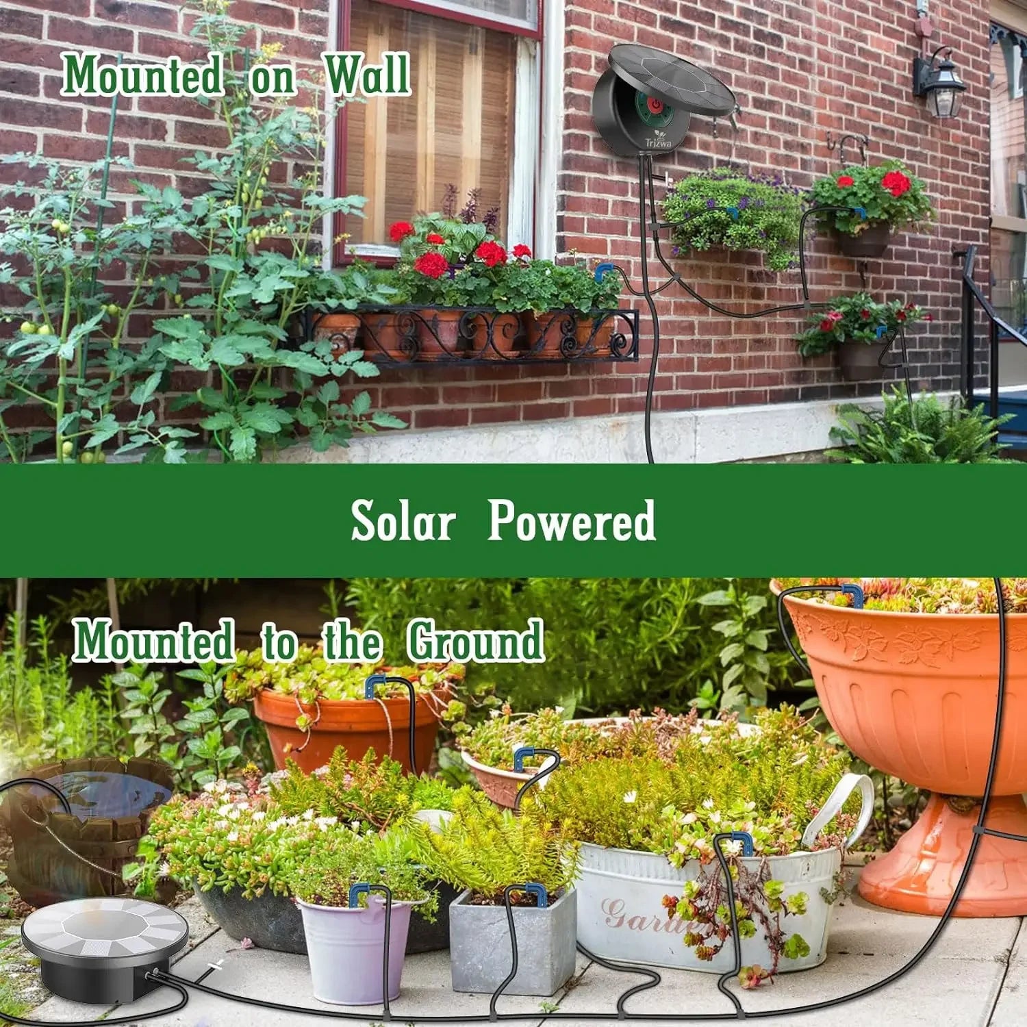 Solar Automatic Drip Irrigation System Kit for Garden Outdoor/Indoor DIY Gardening Water, Plant Watering System with Anti-Siphon Oasis Select