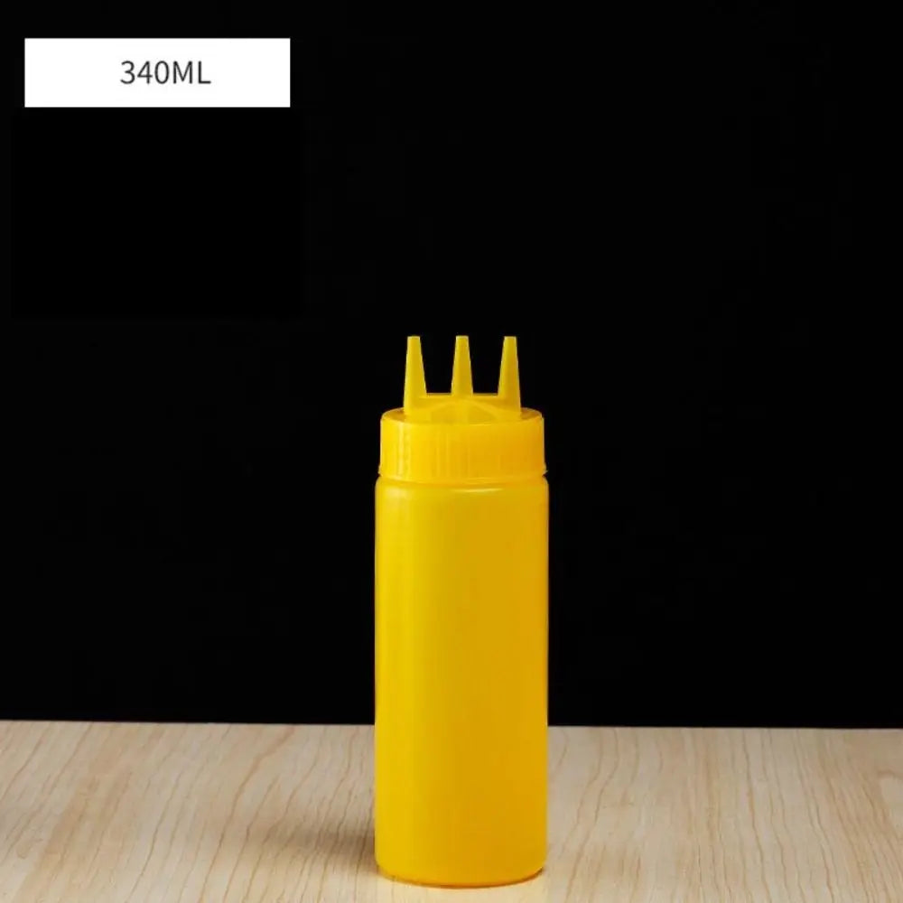 New Plastic Squeezing Sauce bottle Graduated Squeezable Gravy Boats Tableware Reusable Jam Container Oasis Select Yellow-350ml