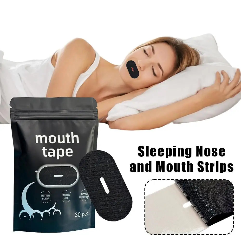30PCS Sleeping Nose and Mouth Strips Keep Mouth Close Prevent Snoring Gentle Sleep Strip Breathable and Elastic Fabric Oasis Select