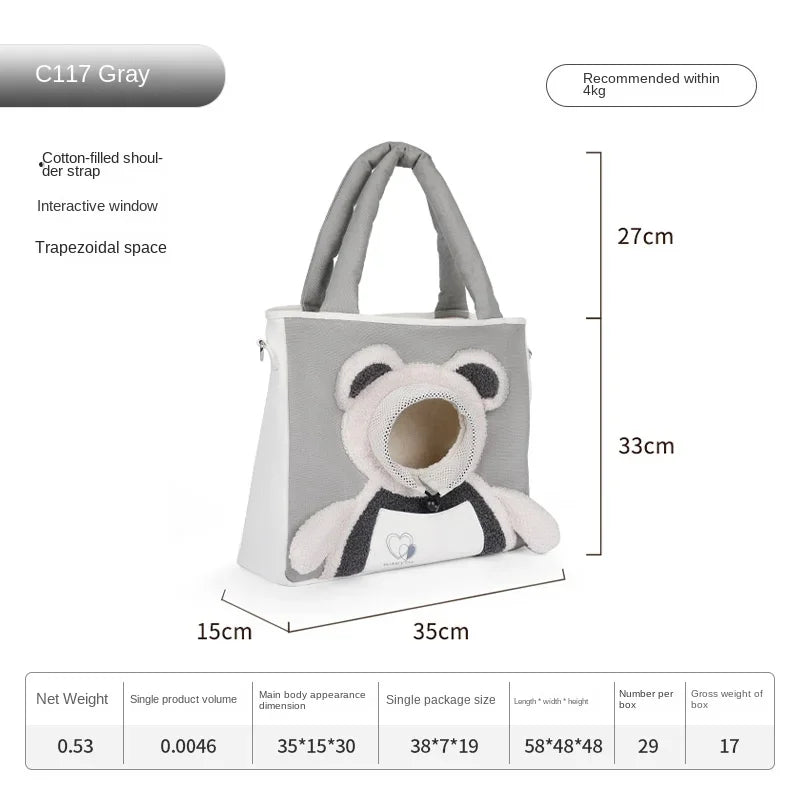 Cat Bag Out Portable Shoulder Crossbody Dog Backpack Exposed Cat Small Pet Bag for Travel Airplane Oasis Select GRAY