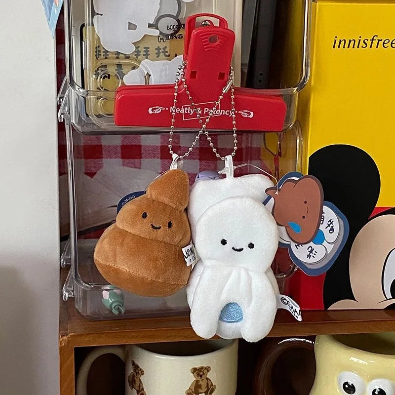 Cute Poo Shaped Mini Plush Pendant Funny Expression Bag Charm Novelty Stress Relief Key Hanging Ornament Joke Gift Oasis Select