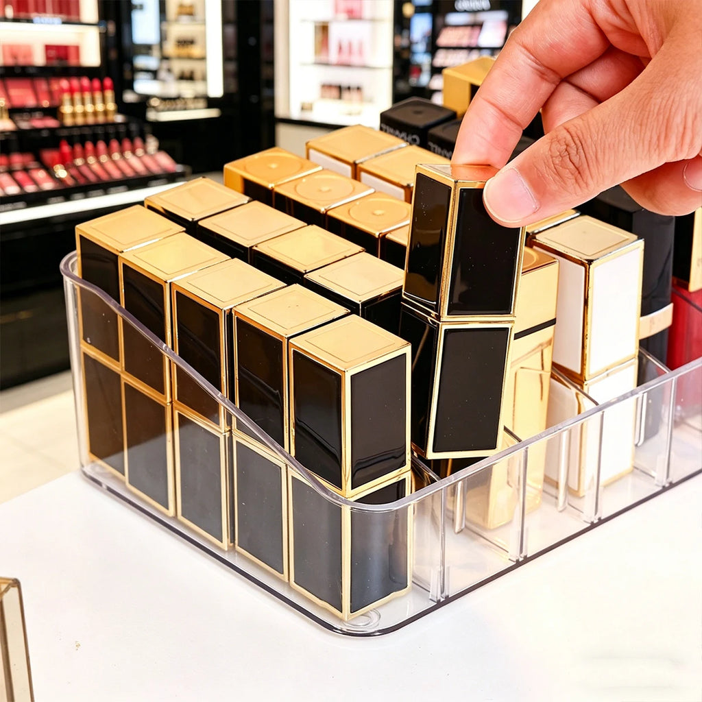 1pc Acrylic 7-Mesh Removable Lipstick Cosmetics Display Box Portable Perfume Nail Polish Desktop/Dresser Organizer Oasis Select