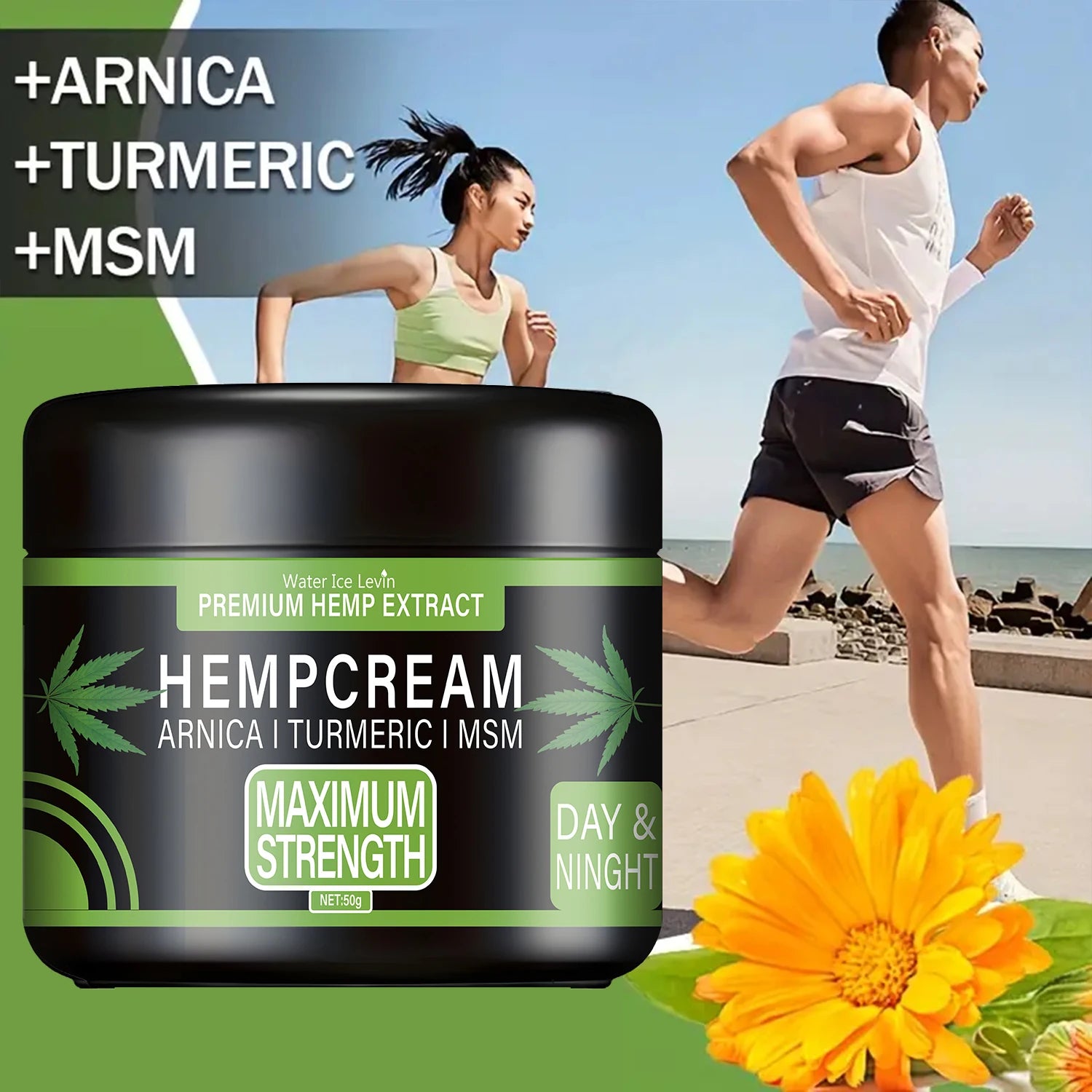 Premium Hemp Extract Cream with Arnica, Turmeric & MSM for Soothing Skin Relief, Nourishing & Moisturizing. Oasis Select