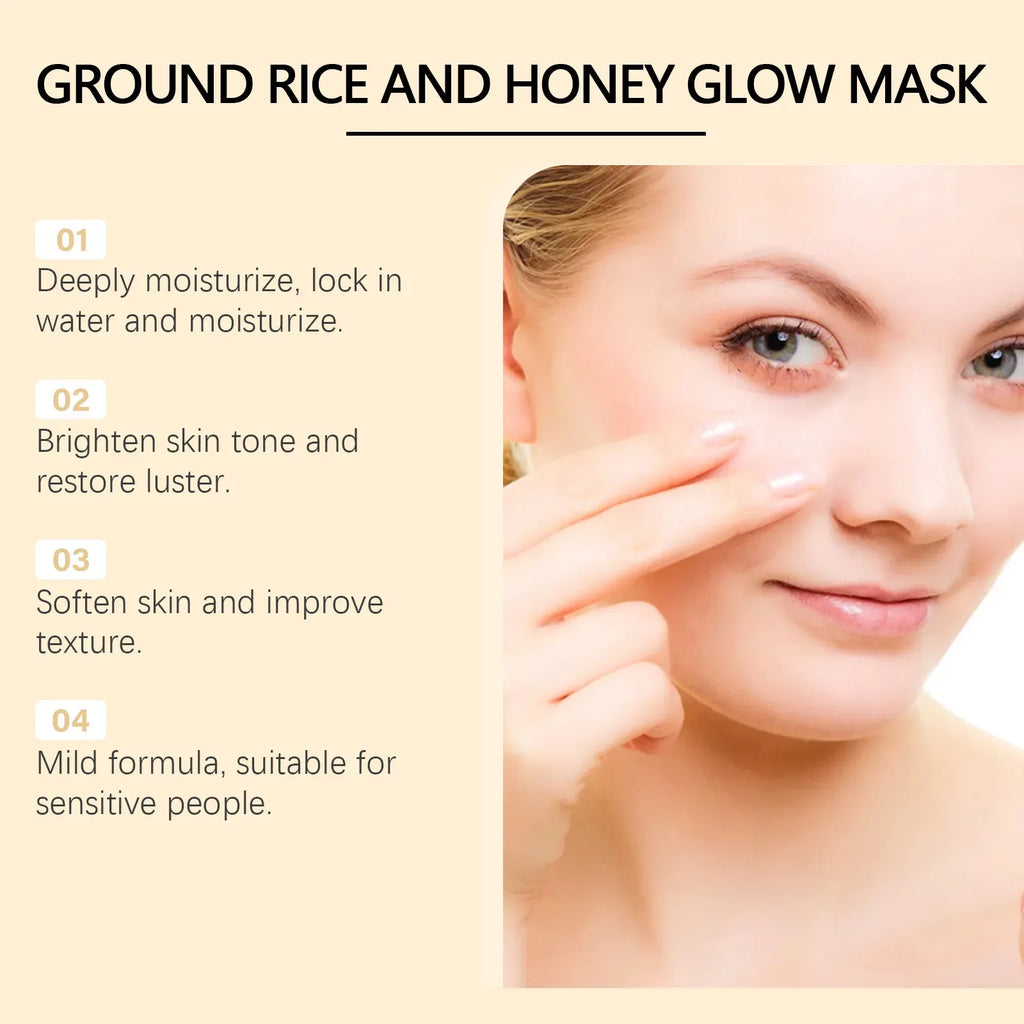 Rice & Honey Face Mask Moisturizing Fade Dark Spot Hydrating Repair Brightening Shrink Pore Hydrating Mask Glowing Skin Care Oasis Select