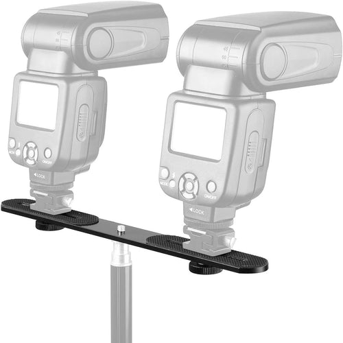 1/4" Dual Flash Bracket Extension Bar for DSLR & LED Stands Camera Flash Bracket Oasis Select