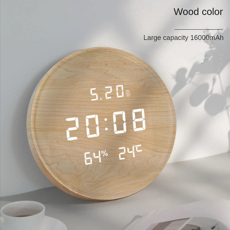 Living room household fashion creative hole free hanging wall electronic light luxury Nordic simple modern wooden wall clock Oasis Select 9 295 x 295 x 25mm